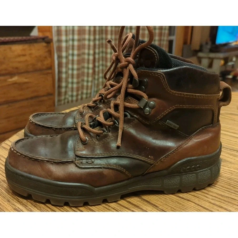 Ecco Track II High Gore-Tex Waterproof‎ Brown Leather Ankle Boots Mens 8 8.5